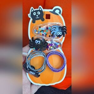 NWT I Am Clear Spider Barrettes & Elastic Ponytail Holders Halloween Hair Ties